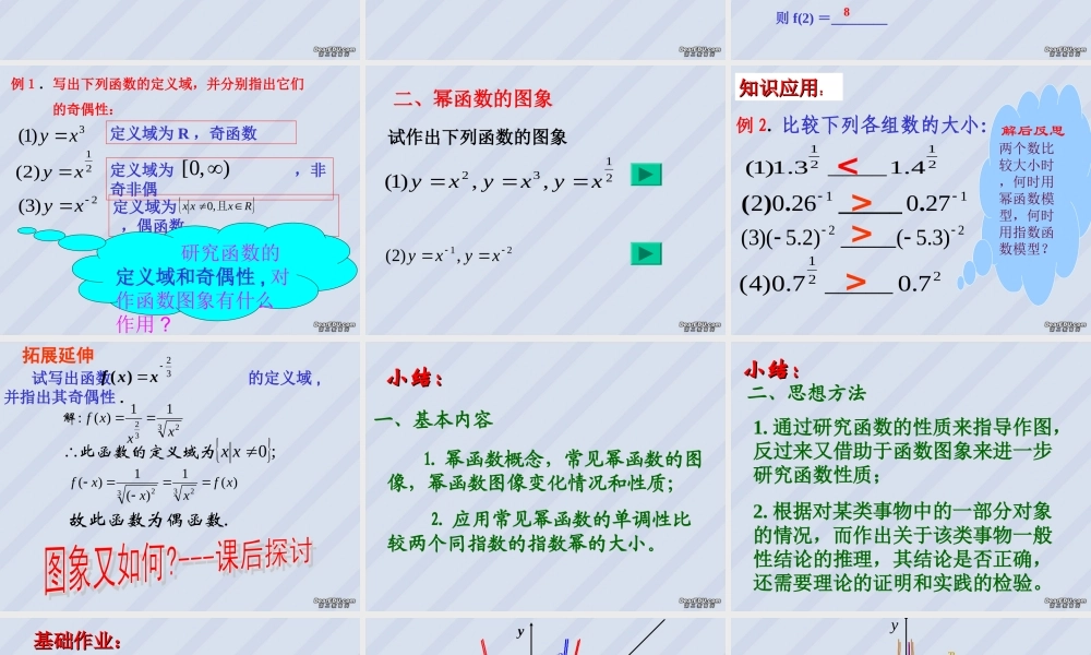 江苏地区高一数学幂函数课件 苏教版 课件