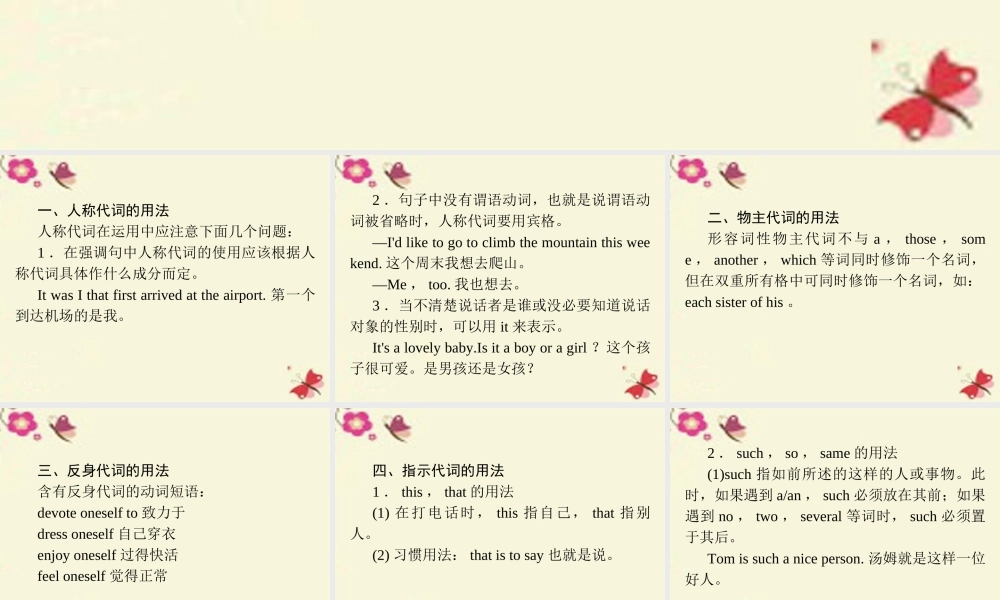 高考英语总复习 语法专项 代词课件 新人教版 课件