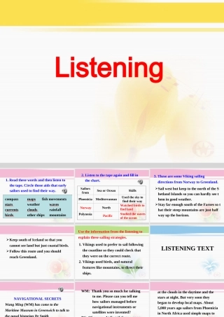 高中英语 Sailing the oceans-Listening课件 新人教版选修9 课件