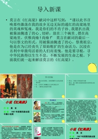 高中语文第6课红高粱课件鲁人版选修中国现当代小说蚜 课件