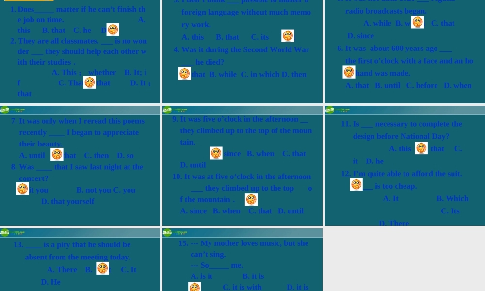 高考英语 考前回顾之代词it的用法 课件