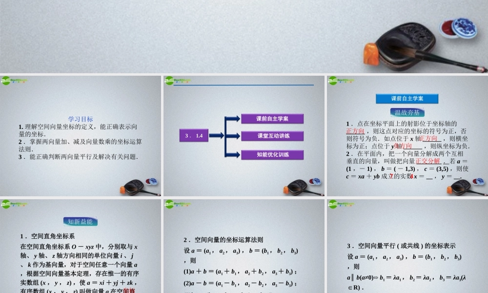 高中数学 第3章314空间向量的坐标表示精品课件 苏教版选修2-1 课件