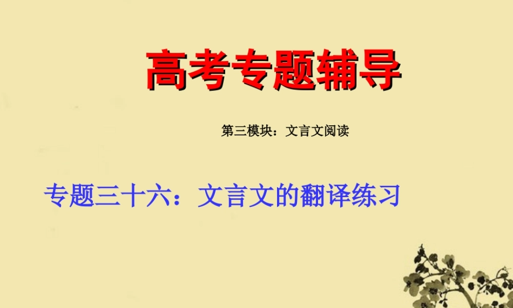 高考语文 文言文的翻译专题复习课件2 课件