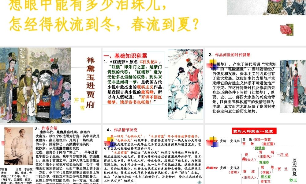 高中语文：11(林黛玉进贾府)课件(新人教版必修3) 课件