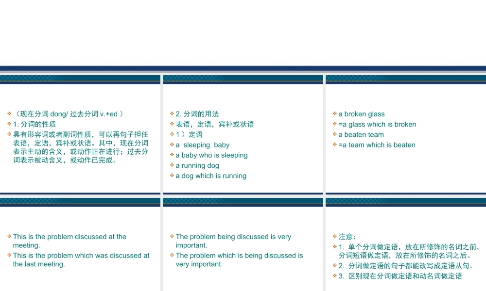 高考英语 非谓语动词之分词的用法课件