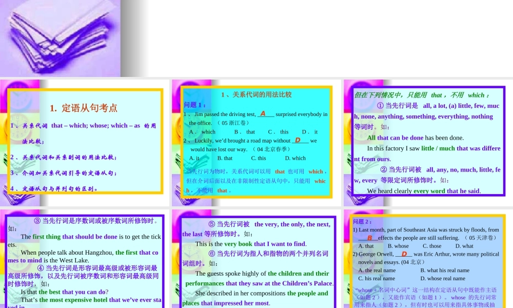 高三英语高考复习：语法系列课件之定语从句 课件