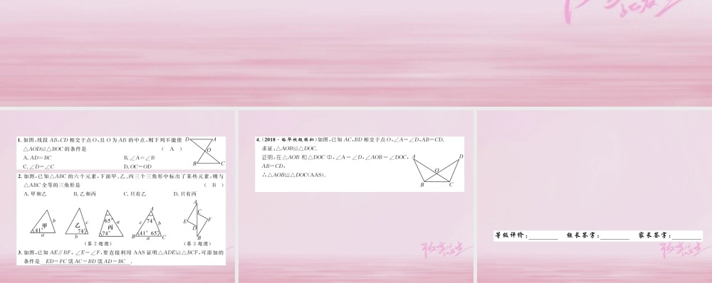 秋八年级数学上册 第2章 三角形 2.5 全等三角形(4)练习课件 (新版)湘教版 课件