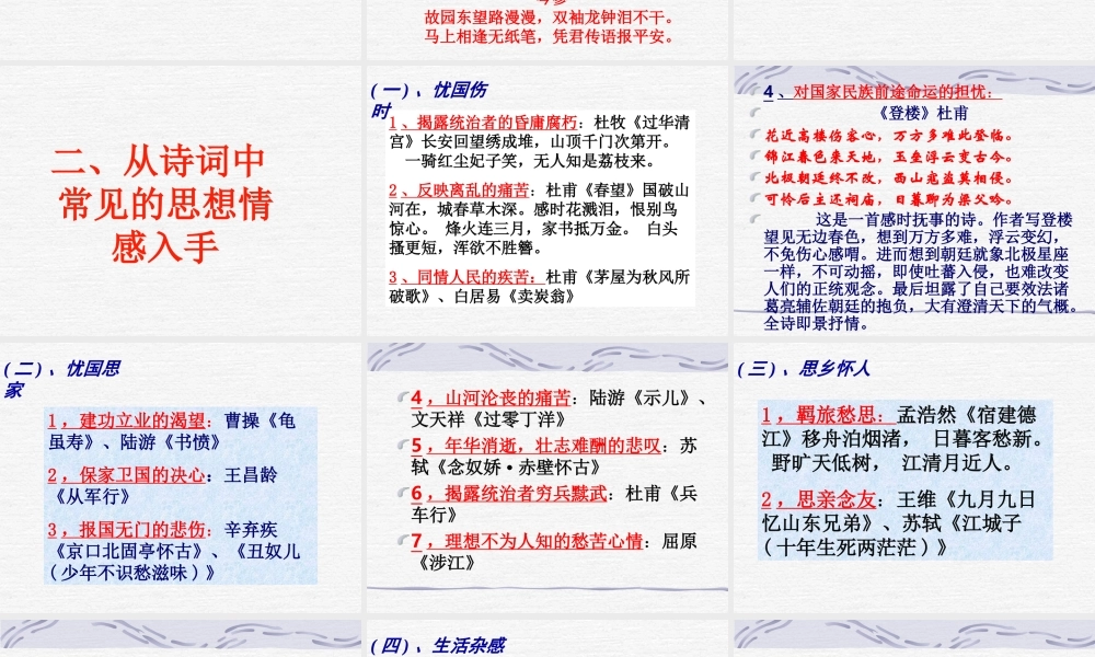 高三语文诗歌鉴赏专题复习课件