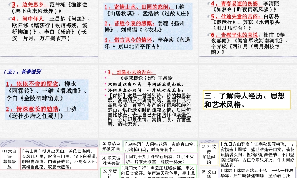 高三语文诗歌鉴赏专题复习课件