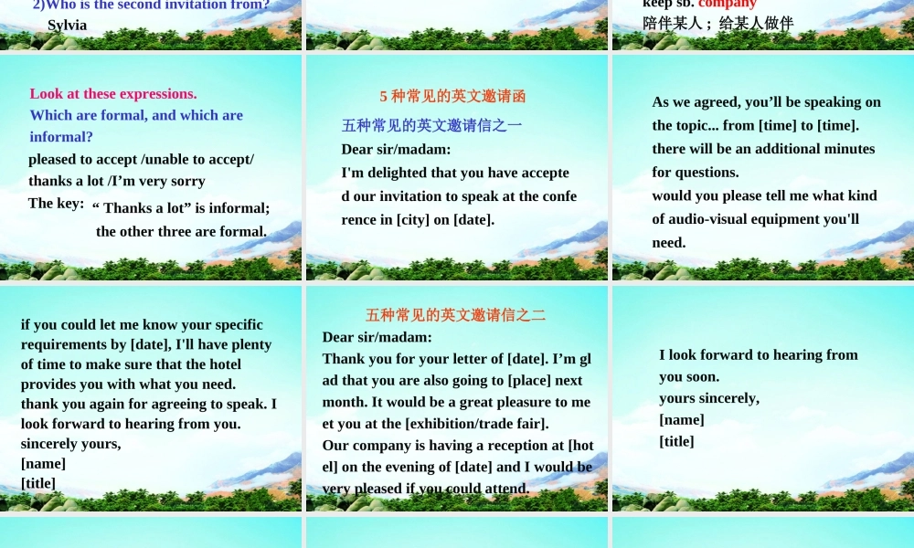 高中英语 Module 3Writing and everyday English课件 外研版必修4 课件