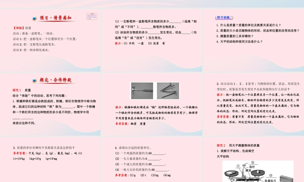 第2节 物体的质量及其测量课件1 八年级物理上册 2.2物体的质量及其测量复习课件+素材 (新版)北师大版 八年级物理上册 2.2物体的质量及其测量复习课件+素材 (新版)北师大版-2