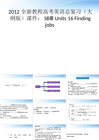 高考英语总复习 Units 16 Finding jobs课件 大纲人教版 课件