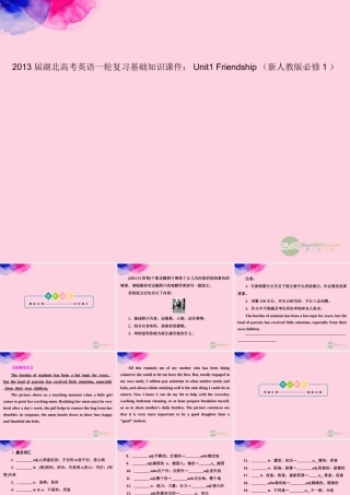 湖北省高考英语一轮复习基础知识课件 Unit1 Friendship 新人教版必修1 课件