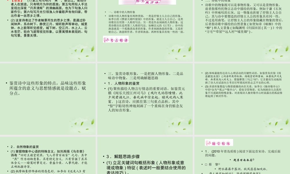 高考语文 考前指导 鉴赏诗歌形象课件