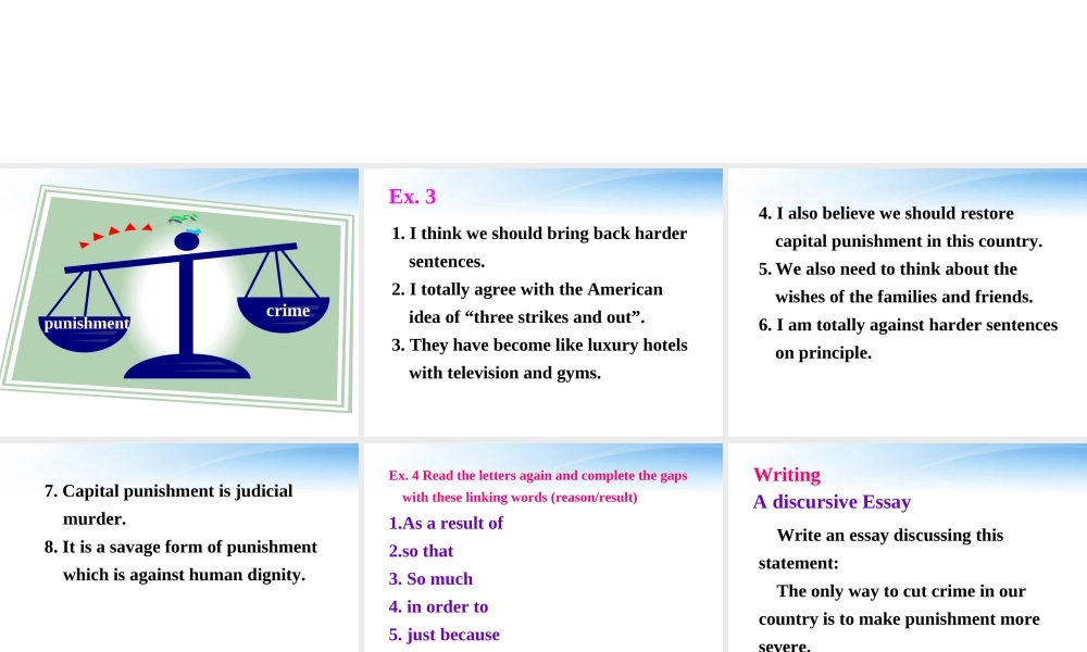 高中英语 Unit 24 Society  Communication Workshop Commu-Punishment课件 北师大版选修8 课件