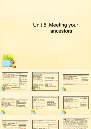 高优指导(全国通用)高考英语一轮复习 Unit 5 Meeting your ancestors课件 新人教版选修8 课件