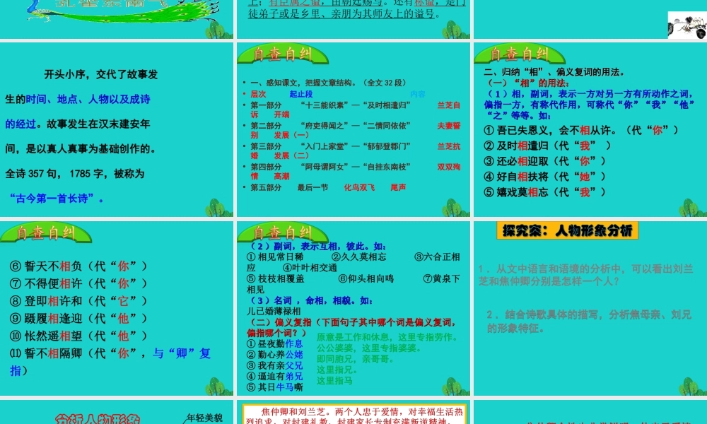 高中语文第6课孔雀东南飞课件新人教版必修2 课件