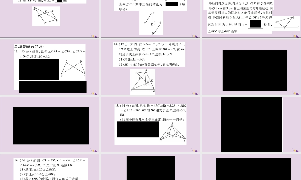 秋八年级数学上册 双休作业(3)习题课件 (新版)新人教版 课件