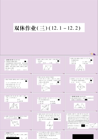 秋八年级数学上册 双休作业(3)习题课件 (新版)新人教版 课件