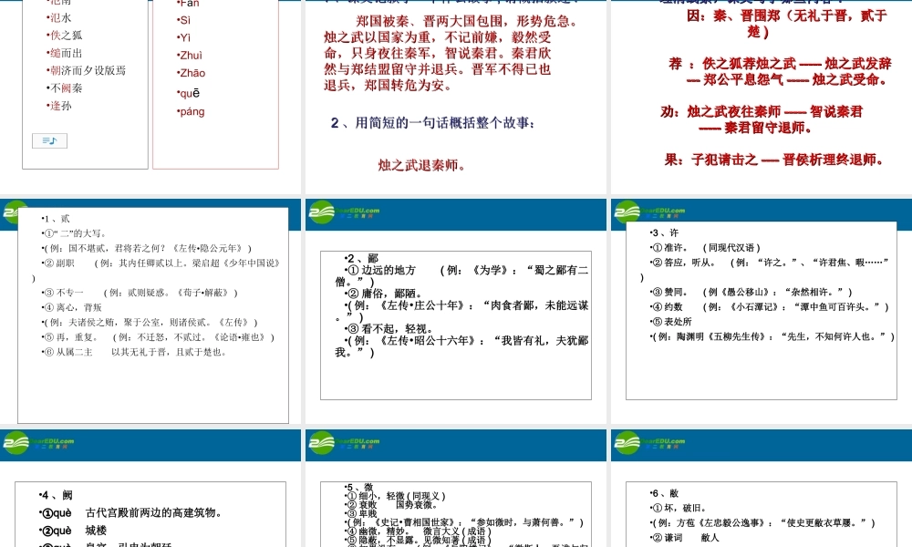 高中语文 烛之武退秦师公开课课件 新人教版必修1 课件