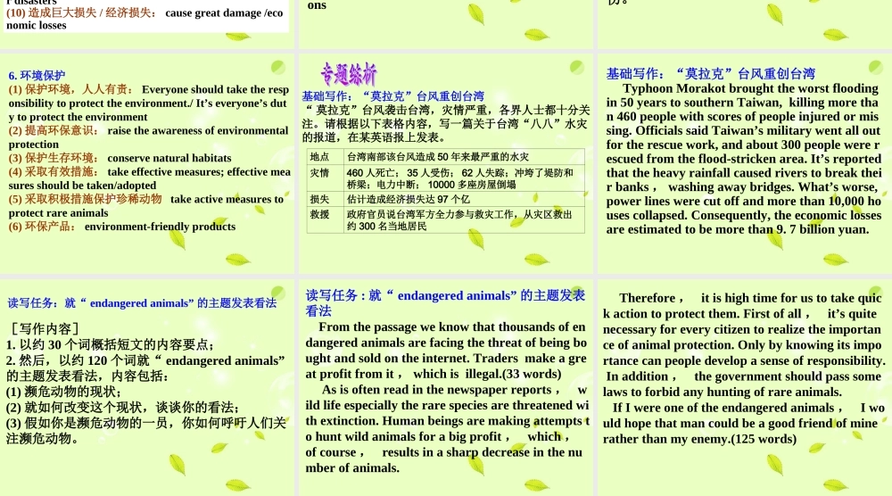 高考英语 书面表达 话题作文13 自然精品课件