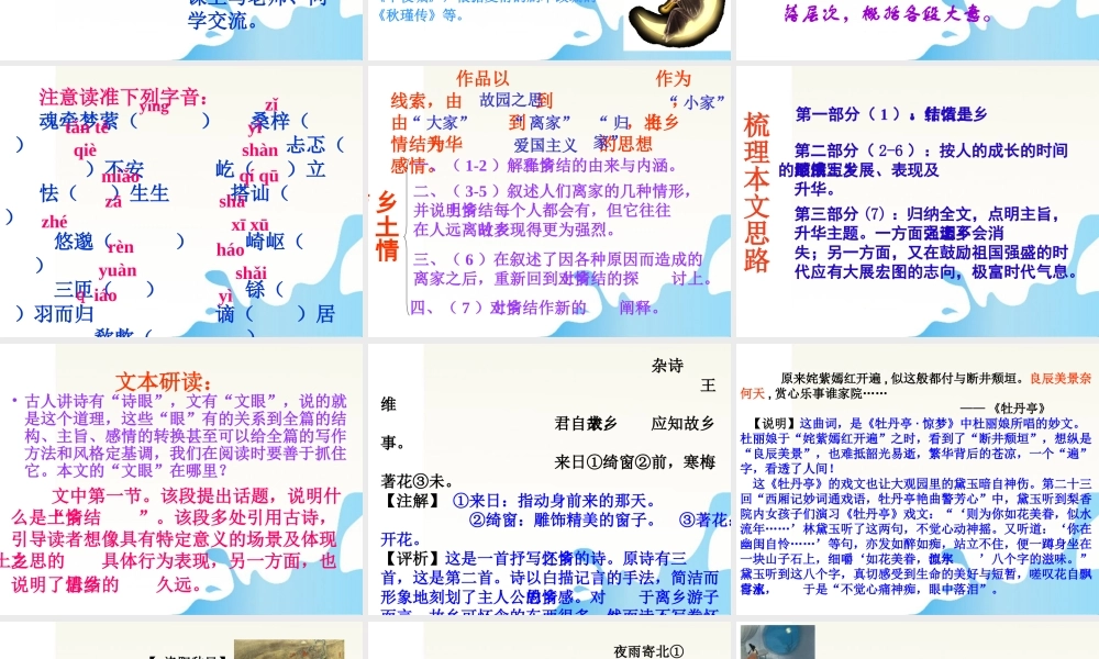 高中语文 313(乡土情结)同步课件 苏教版必修1 课件