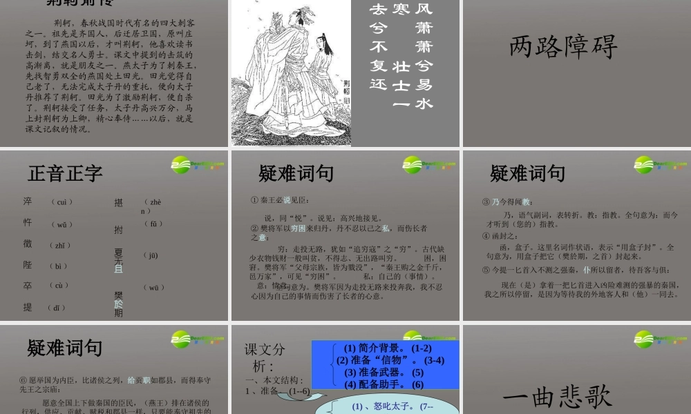 高中语文(荆轲刺秦王)精品课件 新人教版必修1 课件