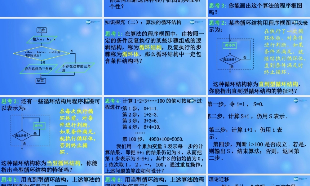 高中数学 112 程序框图与算法的基本逻辑结构课堂教学课件(二)新人教A版必修3 课件