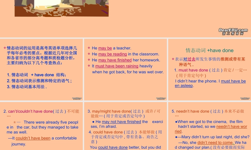 高三英语情态动词复习系列一 课件