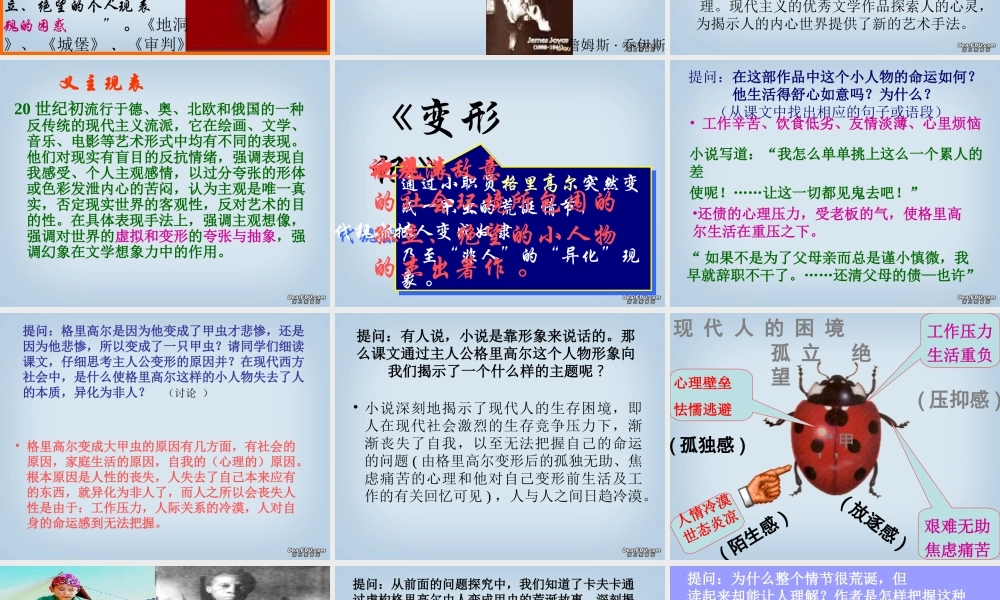 高中语文变形记课件2 人教版 课件