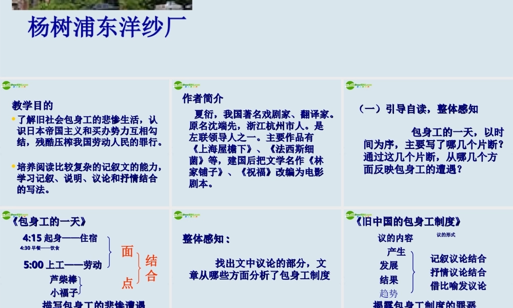 高中语文 (包身工)精品课件 新人教版必修1 课件