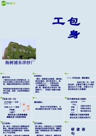 高中语文 (包身工)精品课件 新人教版必修1 课件