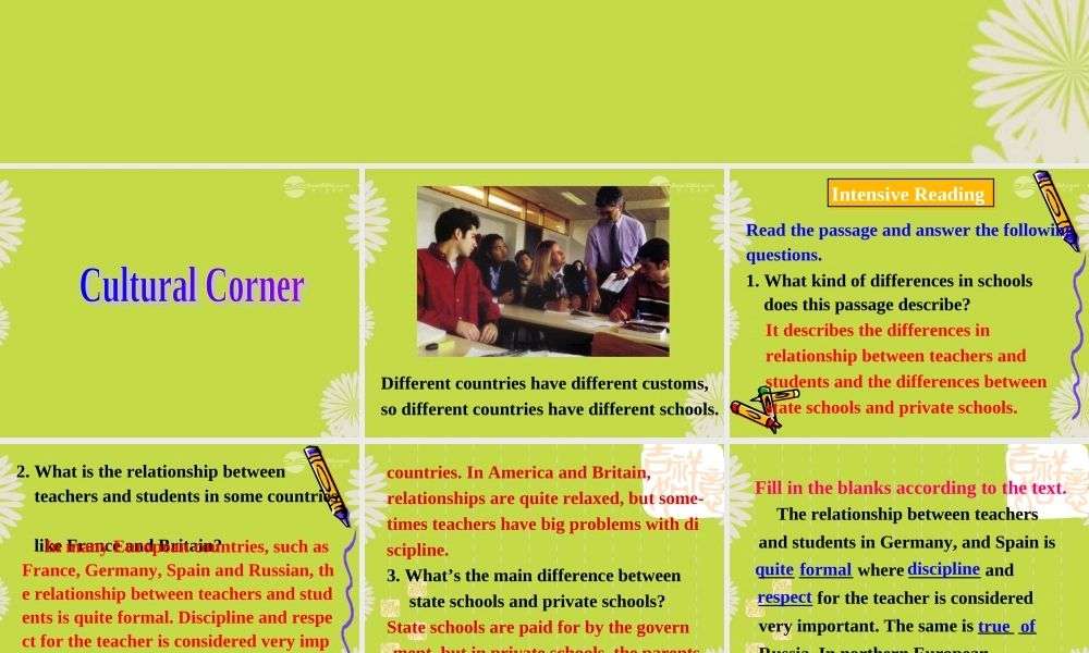 高中英语 Module 2 My New Teachers Cultural corner 精品课件 外研版必修1 课件