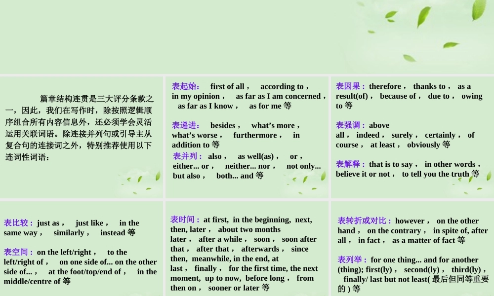 高考英语 专题解析写作基础 活用关联词语课件