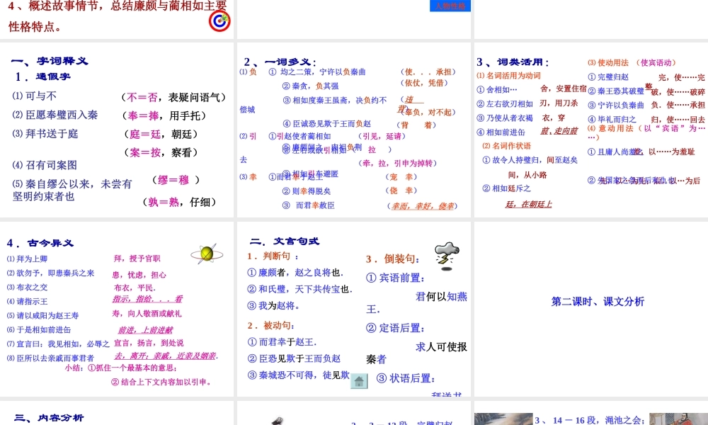 高中语文 (廉颇蔺相如列传(节选))课件(2) 苏教版必修3 课件