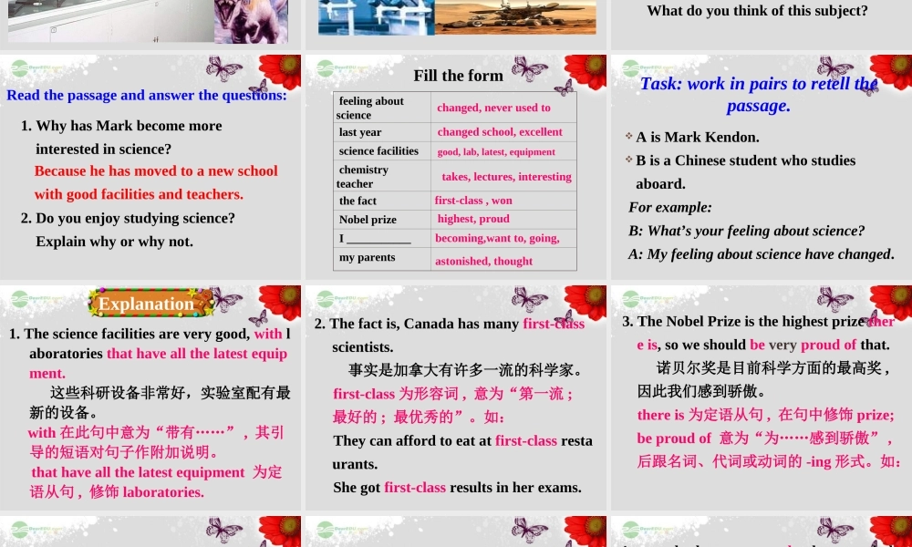 高中英语 Module 5 A Lesson in a Lab Cultural corner精品课件 外研版必修1 课件