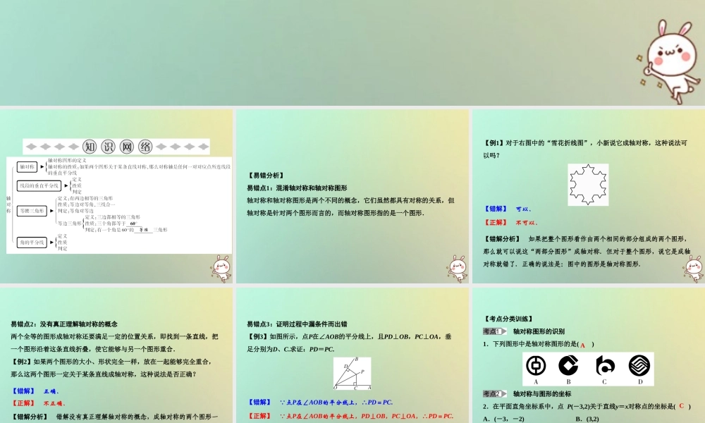 秋八年级数学上册 第15章 轴对称图形与等腰三角形章末小结课件 (新版)沪科版 课件
