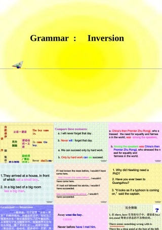高二英语Unit9 Grammar-inversion 新课标 人教版 课件