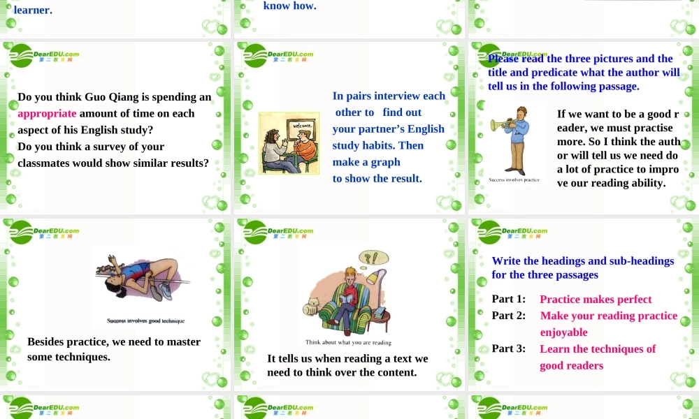 高中英语 Unit 4Learning efficiently-Reading课件 新人教选修10 课件