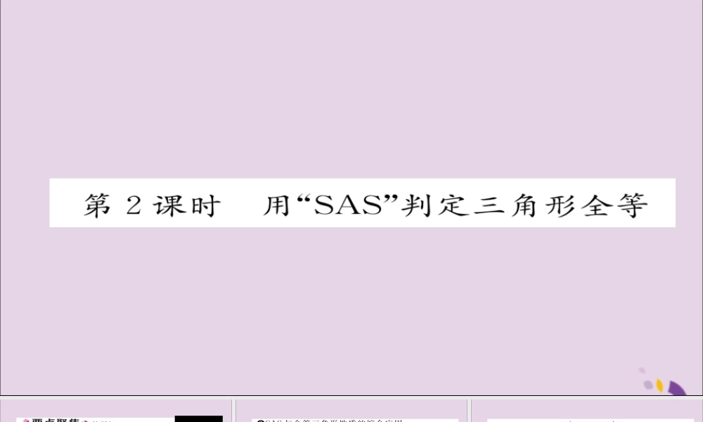 秋八年级数学上册 第十二章 全等三角形 12.2 三角形全等的判定 第2课时 用 SAS 判定三角形全等课件 (新版)新人教版 课件