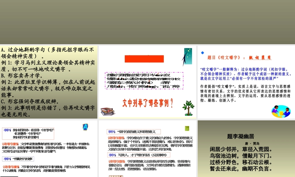 高一语文下学期(咬文嚼字)课件 人教版第二册 课件