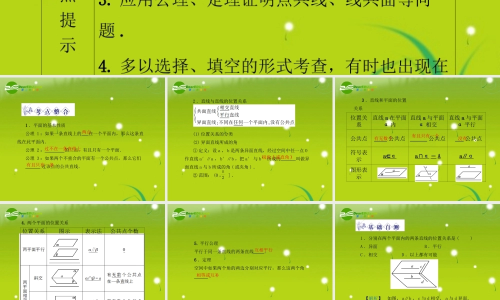 龙门高三数学 第五篇 第二节 空间图形的基本关系与公理课件(理) 北师大版 课件