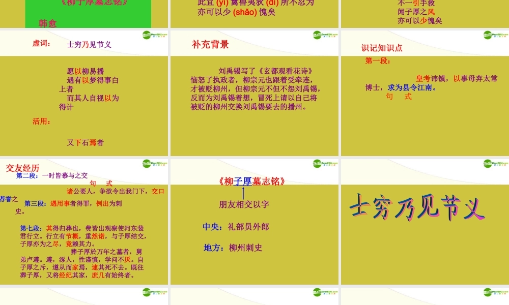 高中语文(柳子厚墓志铭 )教学课件 苏教版 课件