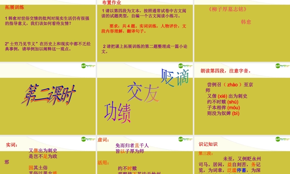 高中语文(柳子厚墓志铭 )教学课件 苏教版 课件