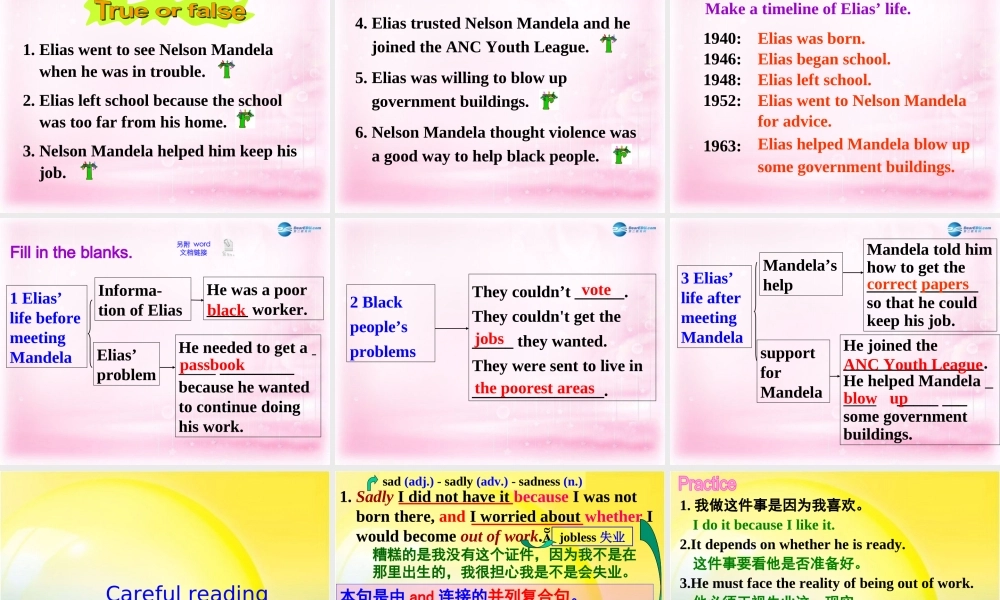 高中英语(Unit 5 Nelson Mandela a modern hero)Reading课件 新人教版必修1 课件