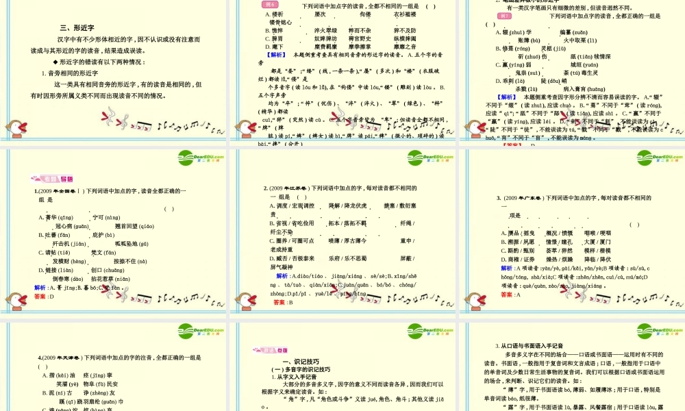 高考语文 1字音模块突破复习课件