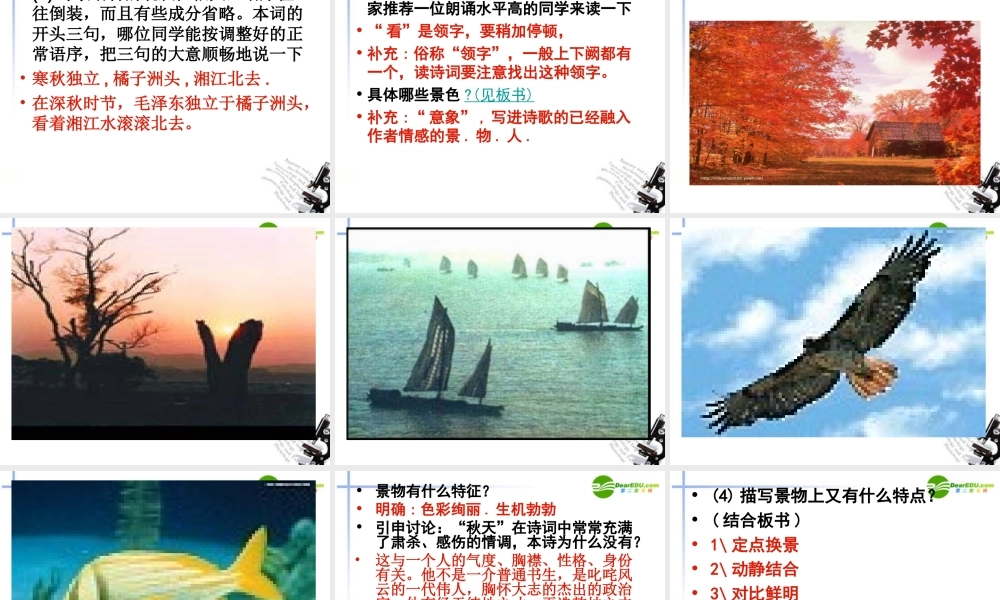 高中语文(沁园春-长沙)课件 苏教版必修1 课件