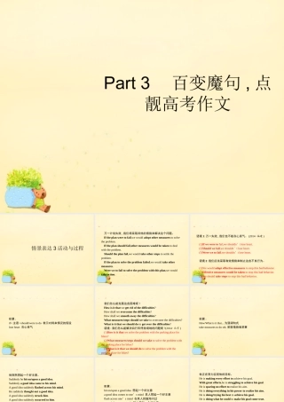 高优指导(全国通用)高考英语一轮复习 Part 3 百变魔句，点靓高考作文 情景表达3 活动与过程课件 新人教版 课件