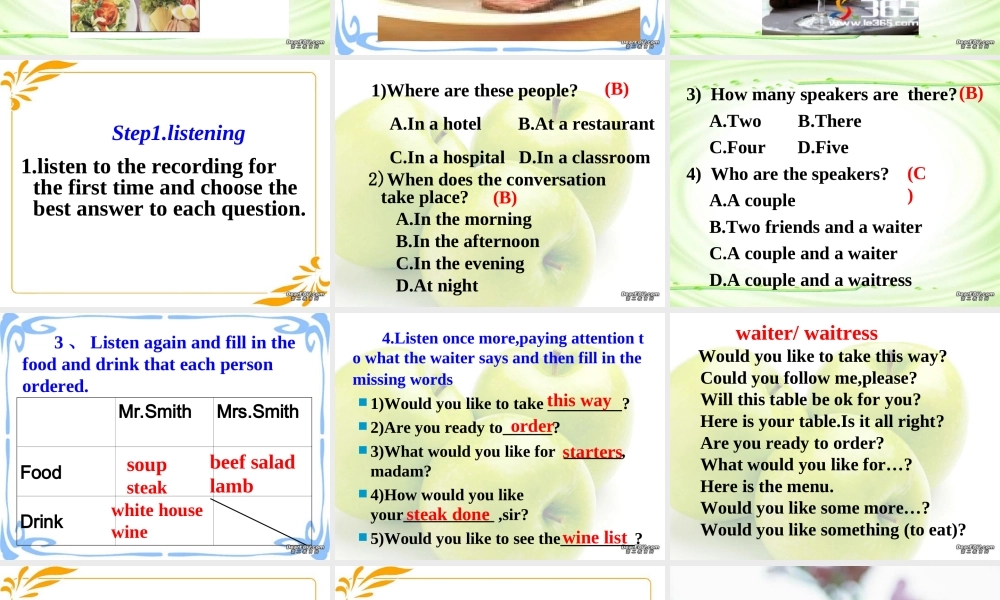 高一英语Unit8 Listening and speaking 课件