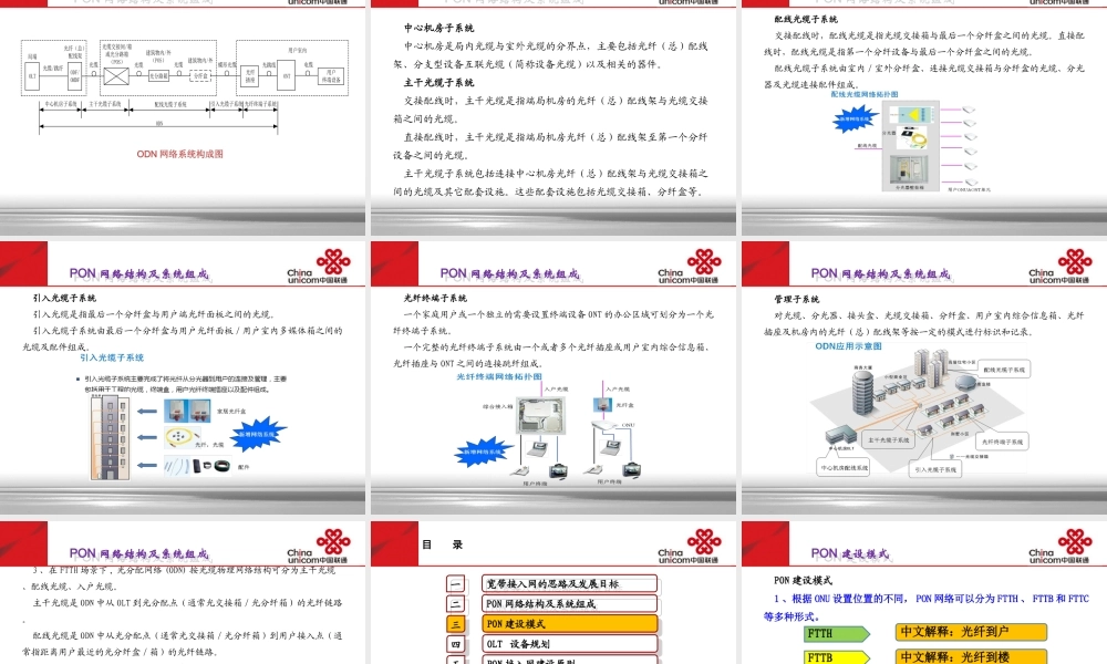 中国联通宽带接入网PON技术培训